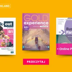 Książki do nauki angielskiego dla początkujących: "Speak Out B1", "Gold Experience A2+" i "Business Partner B2".