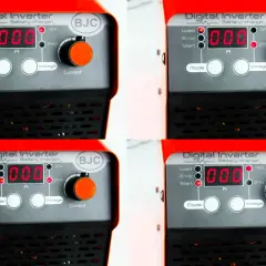 Panel prostownika z rozruchem BJC, z wyświetlaczem cyfrowym i pokrętłem regulacji prądu. Pomocny przy wyborze, jak dobrać prostownik z rozruchem.