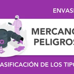 Barriles con símbolo de riesgo biológico y persona con traje protector. Clasificación de mercancías peligrosas, clase 0.