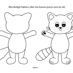 Två teckningar av en räv. En är tom att färglägga, den andra är färdig. Gratis schabloner att skriva ut för att rita.