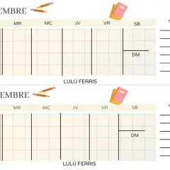 Calendario de septiembre con espacio para notas. Lápices y libretas decoran el diseño.
