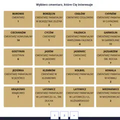 Szukasz miejsca pochówku? Wybierz cmentarz z listy, aby dowiedzieć się, jak znaleźć gdzie jest pochowana osoba.