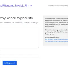 Bezpieczny kanał sygnalisty: formularz do zgłaszania problemów. Sygnalista w pracy może anonimowo opisać zdarzenie.