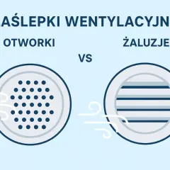 Dwie zaślepki wentylacyjne: jedna z otworkami, druga z żaluzjami.