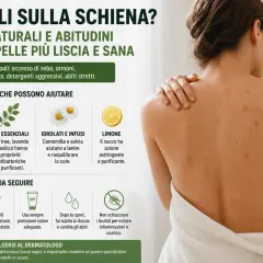 Schiena con brufoli, cause comuni come sebo e ormoni. Rimedi naturali e buone abitudini per una pelle più liscia.