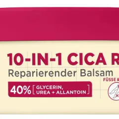 Mixa 10-IN-1 CICA REPAIR+ balsam z 40% gliceryny, mocznika i alantoiny. Idealny do pielęgnacji stóp, kolan, dłoni i łokci.