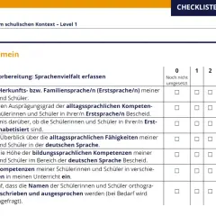 Checkliste zur Erfassung der Sprachenvielfalt im Unterricht. Hilft bei der individuellen Vorbereitung und der schreibkonferenz.