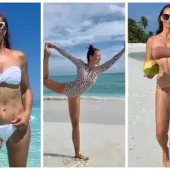 Kinga Rusin wiek nie jest widoczny, ale jej sylwetka na plaży w bikini i stroju do jogi świadczy o świetnej kondycji.