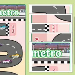 Un lectómetro para imprimir con coches de carreras. Los niños avanzan en la pista según su progreso lector.