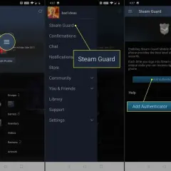 Gdzie zmienić hasło na Steam? Kliknij menu, wybierz Steam Guard, a następnie dodaj Authenticator.