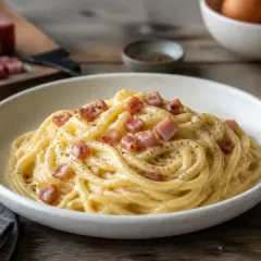 Un plat de spaghetti crémeux, garni de lardons croustillants. La recette de carbonara parfaite pour un dîner savoureux.