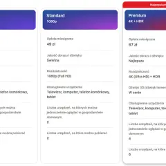 Porównanie planów Netflix: Podstawowy (33 zł), Standard (49 zł), Premium (67 zł). Sprawdź, ile kosztuje Netflix i wybierz najlepszą opcję dla siebie.