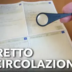 Guida per trovare il codice OEM sul libretto di circolazione. Lente d'ingrandimento su un documento.