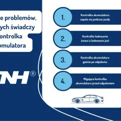 Rodzaje problemów z autem: kontrolka akumulatora zapala się, świeci, gaśnie lub migająca kontrolka akumulatora przed odpaleniem.