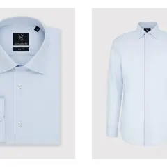 Jasnoniebieska koszula konkursowa z długim rękawem, slim fit. Elegancka, idealna na specjalne okazje.