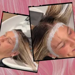 En kvinna får sitt hår blekt vid hårfästet, en klassisk scandinavian hairline-look.