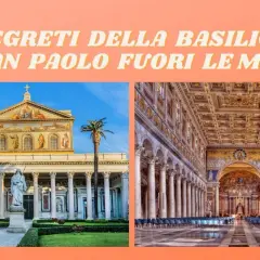 Interno della Basilica di San Paolo Fuori le Mura: navata centrale con colonne, mosaici dorati e soffitto decorato.