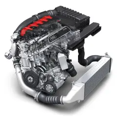 Motor Audi RS con tecnología TFSI, que significa Turbo Fuel Stratified Injection. Potencia y eficiencia en un diseño compacto.