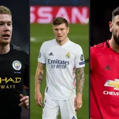 Kevin De Bruyne, Toni Kroos i Bruno Fernandes – najlepsi pomocnicy na boisku.