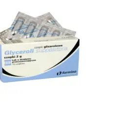 Opakowanie czopków glicerolowych, leku o działaniu przeczyszczającym na zaparcia. 10 sztuk.