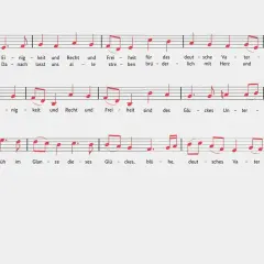 Fragmenty nut z tekstem hymnu narodowego Niemiec.