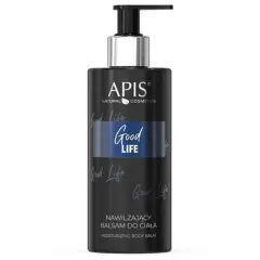 Czarny balsam do ciała APIS z pompką i napisem "Good Life".