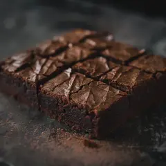 En saftig brownie, perfekt för ett enkelt brownie recept. Krispig yta och mjuk insida.