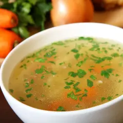 Aromaticzny rosół z marchewką i natką pietruszki. Idealne warzywa do rosołu to podstawa pysznego bulionu.