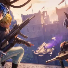 Trzy postacie z bronią w rękach obserwują z góry zamek, jakby szykowały się na ostateczną bitwę, gdy kończy się sezon w Fortnite.