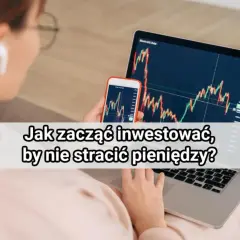 Kobieta analizuje wykresy na laptopie i telefonie, ucząc się, jak zacząć inwestować mądrze.
