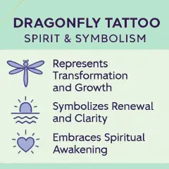 Ważka symbolika: tatuaż symbolizuje transformację, odnowę i duchowe przebudzenie.