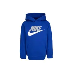 Niebieska bluza z kapturem Nike dla chłopca z białym logo.