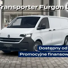 Biały Volkswagen Transporter Furgon L2, jeden z wielu volkswagen dostawczy modeli, dostępny od ręki z promocyjnym finansowaniem.