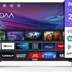 Telewizor 25" FHD z systemem vidaa, oferujący dostęp do Netflix, YouTube, Prime Video i wielu innych aplikacji.