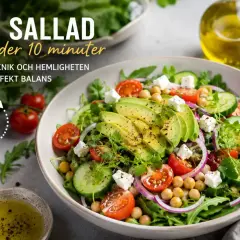 En god sallad med avokado, kikärtor, tomat och fetaost, klar på under 10 minuter. Perfekt balans och snabbt!
