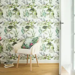 Tapeta na jednej ścianie w salonie: Metamorfoza krok po kroku