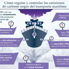 El carbono negro, un contaminante del transporte marítimo, acelera el derretimiento del hielo y contribuye al calentamiento global.