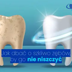 Porównanie zębów: jeden zniszczony, drugi lśniący. Dowiedz się, jak dbać o szkliwo, by nie uległo zniszczeniu.