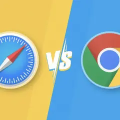 Logo Safari i Chrome, symbolizujące rywalizację przeglądarek internetowych. Które safari windows wybierzesz?