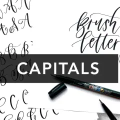 Ejemplos de caligrafía bonita mayúsculas en estilo brush lettering. Letras A, B, C y más.