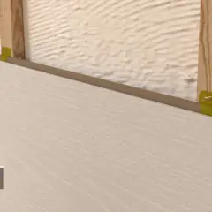 Détail de l'installation : une plaque est fixée horizontalement sur des tasseaux en bois à l'aide de clips. Option 2.