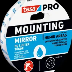 Taśma montażowa tesa PRO do luster. Szybki sposób, jak powiesić lustro bez wiercenia, nawet w wilgotnych miejscach.