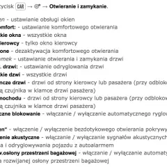 Ustawienia centralnego zamka: odryglowanie wszystkich drzwi, pojedynczych drzwi lub drzwi po stronie kierowcy/pasażera.