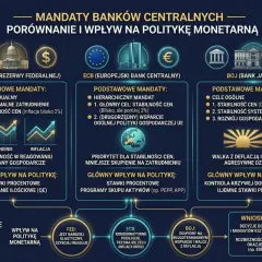 Porównanie mandatów banków centralnych (FED, EBC, BOJ) i ich wpływu na politykę monetarną, uwzględniające **datę waluty a datę operacji**.
