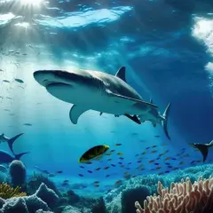 Rekin płynie w głębinach oceanu, gdzie różnice między morzem a oceanem są widoczne w bogactwie życia.