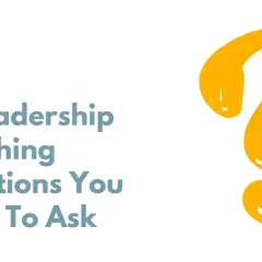 Risely: 15 leadership coaching questions you need to ask. A large yellow question mark is on the right.