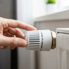 Mano che regola la manopola del termosifone. Scopri come funziona per ottimizzare il riscaldamento.