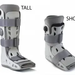 Tall and short walking boots are shown. Choosing the right size walking boot depends on your injury and needs.
