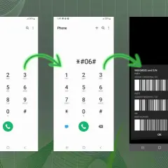 Wpisanie *#06# na klawiaturze telefonu wyświetla informacje o telefonie po IMEI, w tym numery IMEI i SN.