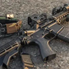 Karabin AR-15 z magazynkiem i słuchawkami ochronnymi. Dowiedz się, jak najłatwiej dostać pozwolenie na broń.